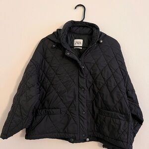 Zara Quilted Black Puffer Jacket